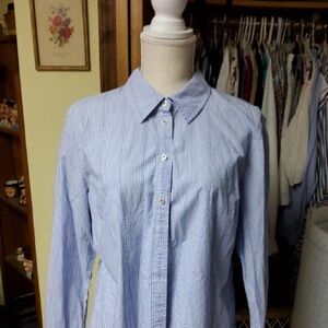 Talbots Blue Striped Button-Up Shirt